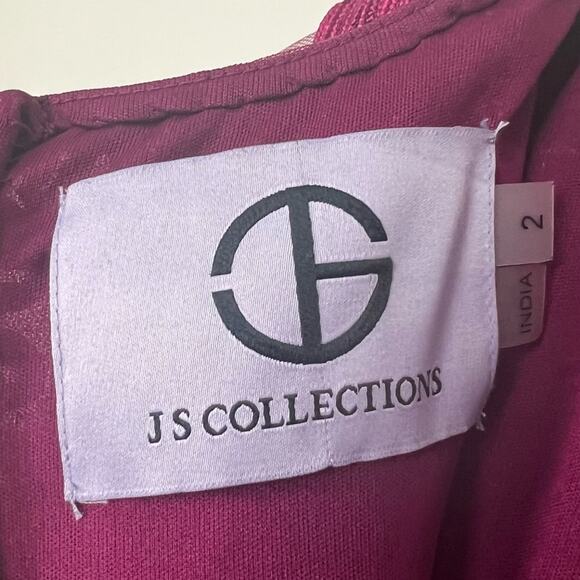 JS Collections Soutache Embroidered Midi Dress Fuchsia sz 2 Cocktail Wedding - Picture 12 of 12